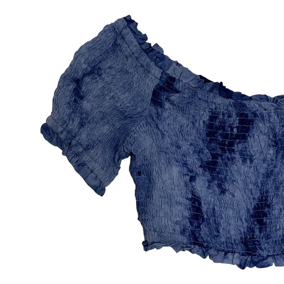 2/$30 Hot Miami Styles Blue Smocked Crop Top Skirt Tie Dye Two Piece Set Large - Picture 8 of 16